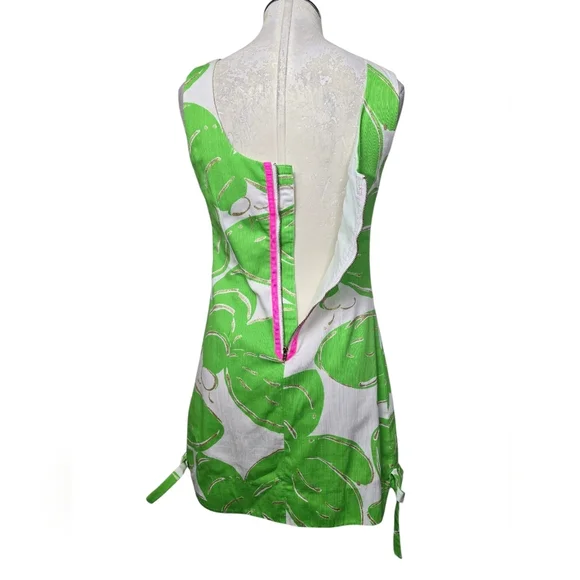 Lilly Pultizer Delia Resort Green White Gold Shimmer dress 0 - Picture 4 of 8